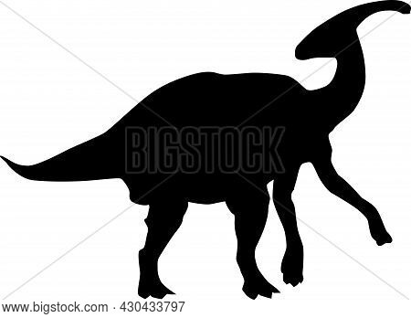 The Silhouette Of A Dinosaur With Long Legs And A Crown On Its Head.