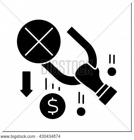 Money Glyph Icon. Cash Deprivation. Hand Holds Magnet. Money Lacks. Poorness Concept. Filled Flat Si