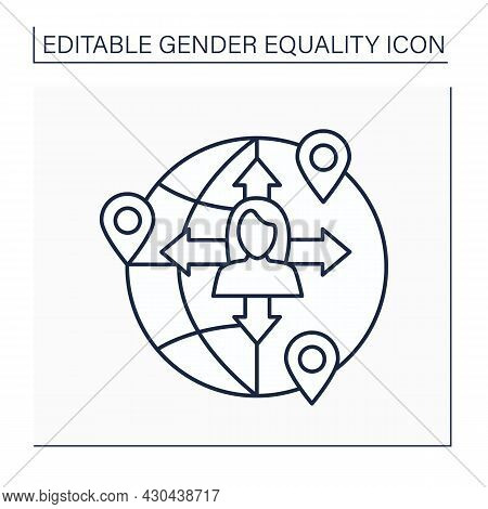 Freedom Movement Line Icon. Free Choice And Speech. Right Extension. Ability To Move In Different Lo