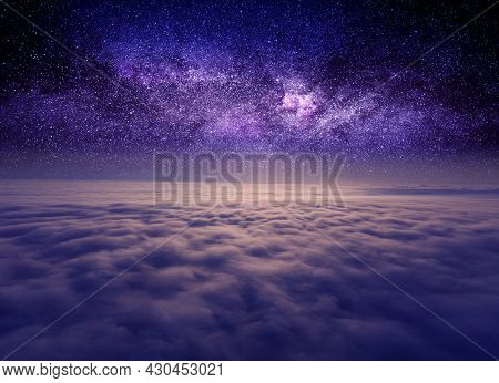 Starry Sky Above The Clouds, Mystical Magical Atmosphere.
