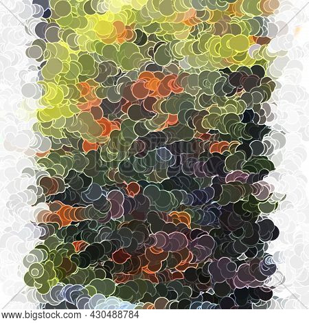 Multicoloured Circles In A Whie Background. Different Colours And Sizes, White Counturs. Japanese St