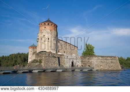 At The Ancient Swedish Fortress Of Olavinlinna On A Sunny July Day. Savonlinna, Finland