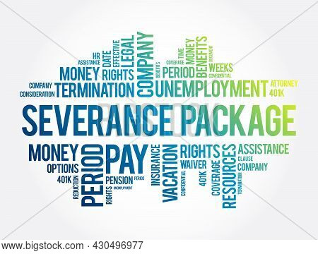 Severance Package Word Cloud Collage, Social Concept Background