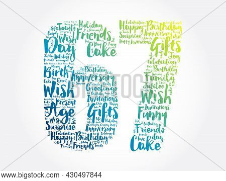 Happy 67th Birthday Word Cloud, Holiday Concept Background