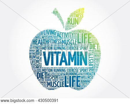 Vitamin Apple Word Cloud, Health Concept Background