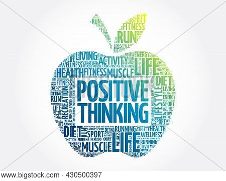 Positive Thinking Apple Word Cloud, Health Concept