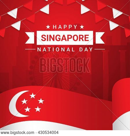 Vector Illustration August 9th Singapore's Independence Day. City-state Singapore National Day. Cele