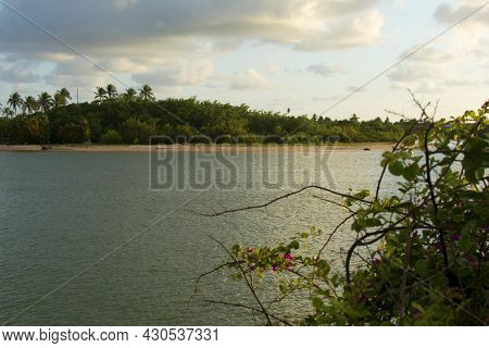 Sea Landscape With Clouds And Forest Mountains In Camaçari (ba).