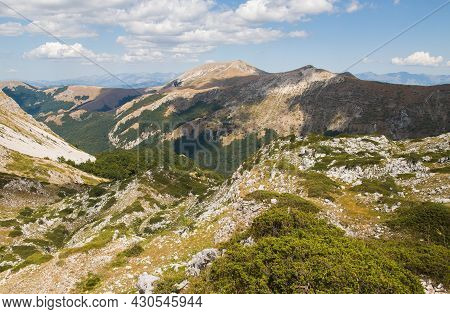 Panoramic View From Prato Sassi In The Mount Terminillo, High Massif In The Lazio Region Near Rieti,