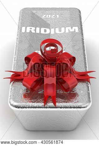 Iridium Ingot Of The Highest Standard As A Gift. One Ingot Of 999.9 Fine Iridium Tied With A Red Rib