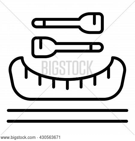 Gondola Boat Icon Outline Vector. Italy Venice. Italian Gondolier