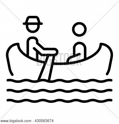 Venice Gondolier Icon Outline Vector. Gondola Boat. Italian Man
