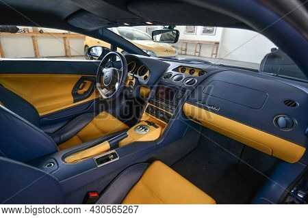 Nurburg, Germany - August 20, 2015. Garage Of Racing Rental Training Sports Cars. Road To Race Track
