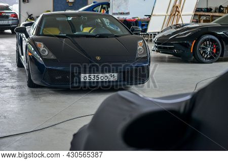Nurburg, Germany - August 20, 2015. Garage Of Racing Rental Training Sports Cars. Road To Race Track