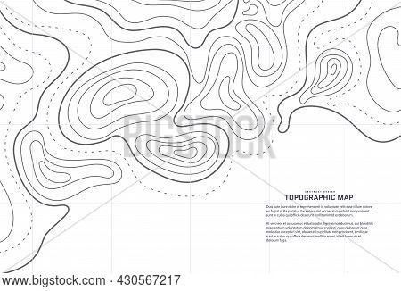 Topographic Map Abstract Background. Outline Cartography Landscape. Topographic Relief Map On White 