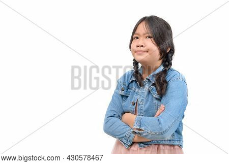 Frustrated Face Girl. She Is Jealous Or Envy Girl. Isolated On White Background, Emotion Concept