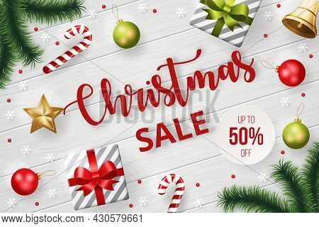 Chrisrmas Sale Banner With Christmas Element. Vector Illustration