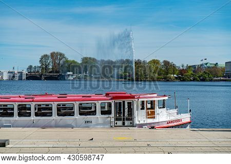 Sightseeing Boats On Alster Lake In Hamburg - Hamburg, Germany - May 10, 2021
