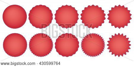 Vector Round Red Sales Badges Or Discount Stickers Set Promo Labels And Signs