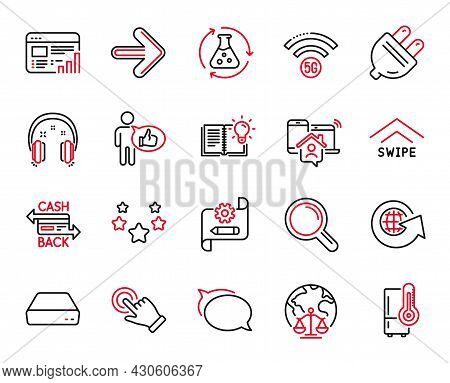 Vector Set Of Technology Icons Related To Research, Touchscreen Gesture And Chemistry Experiment Ico
