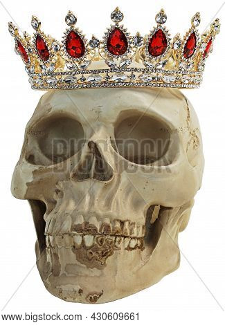 Front View Of A Skull Wearing A Gemmed Crown