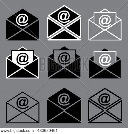 Envelopes Email Set. Sms Chat. Communication Icon. Contact Page Icon Set. Message Icon. Vector Illus