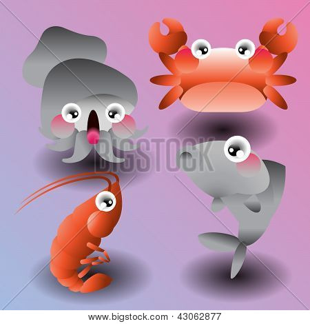 Ensemble de différents sea foods