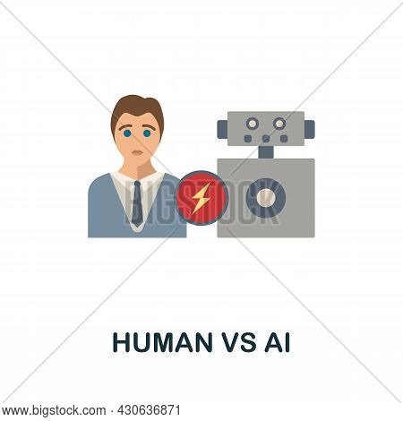 Human Vs Ai Flat Icon. Colored Sign From Futurictic Technology Collection. Creative Human Vs Ai Icon