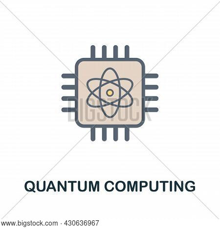 Quantum Computing Flat Icon. Colored Sign From Futurictic Technology Collection. Creative Quantum Co