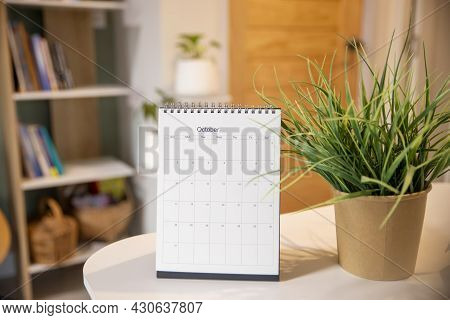 Calendar Desk Place On Table. Desktop Calender For Planner To Plan Agenda, Timetable, Appointment, O