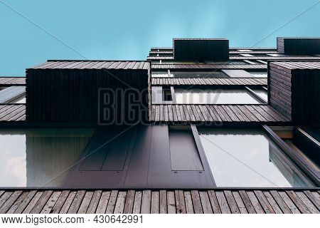 Berlin, Germany - July 29, 2019: Contemporary Residential Building In Berlin Mitte. Low Angle View