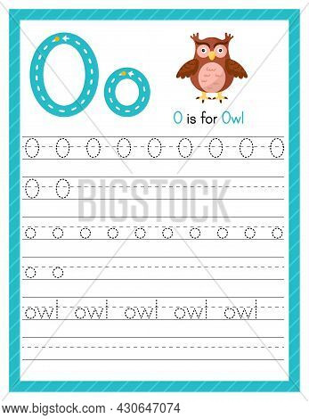 Trace Letter O Uppercase And Lowercase. Alphabet Tracing Practice Preschool Worksheet For Kids Learn