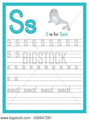 Trace Letter S Uppercase And Lowercase. Alphabet Tracing Practice Preschool Worksheet For Kids Learn