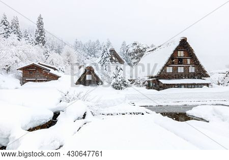 World Heritage historic Japanese village Shirakawago in winter