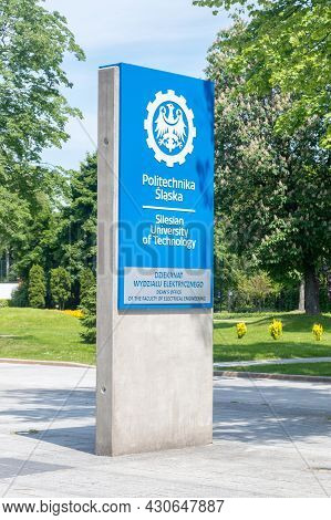 Gliwice, Poland - June 4, 2021: Emblem Of The Silesian University Of Technology (polish: Politechnik