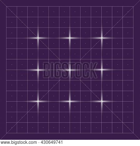 Grid On Digital Hud. Vector Grids For Techno Interface Future Square Dashboard With Pattern And Abst