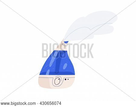Air Humidifier And Cleaner With Wet Fresh Steam From Electronic Diffuser. Interior Device For Humidi