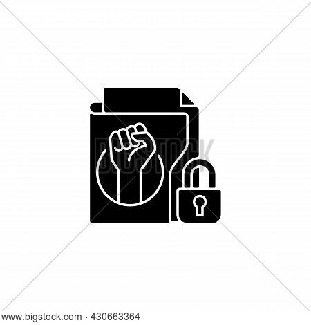 Trade Union Membership Black Glyph Icon. Improving Employment Rights, Benefits. Fighting Discriminat