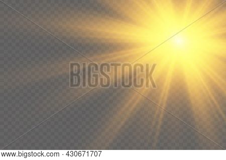 The Sun Is Shining Bright Light Rays With Realistic Glare