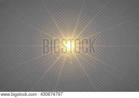 The Sun Is Shining Bright Light Rays With Realistic Glare