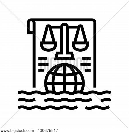 Ocean And Law Of Sea Social Problem Line Icon Vector. Ocean And Law Of Sea Social Problem Sign. Isol
