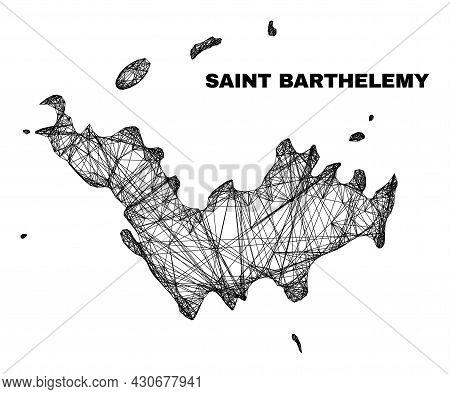 Net Irregular Mesh Saint Barthelemy Map. Abstract Lines Form Saint Barthelemy Map. Linear Carcass 2d