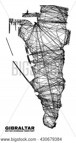 Network Irregular Mesh Gibraltar Map. Abstract Lines Form Gibraltar Map. Linear Carcass 2d Network I