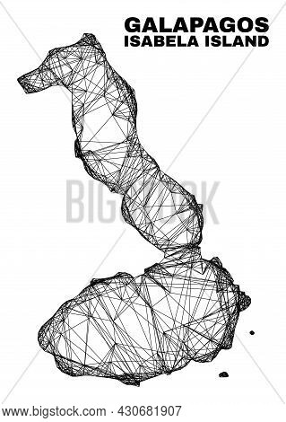 Wire Frame Irregular Mesh Isabela Island Of Galapagos Map. Abstract Lines Form Isabela Island Of Gal