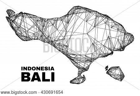 Net Irregular Mesh Bali Map. Abstract Lines Are Combined Into Bali Map. Linear Carcass 2d Net In Vec