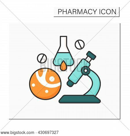 Biopharmaceutical Industry Color Icon. Biological Medical Product. Pharmaceutical Drug Product. Rese