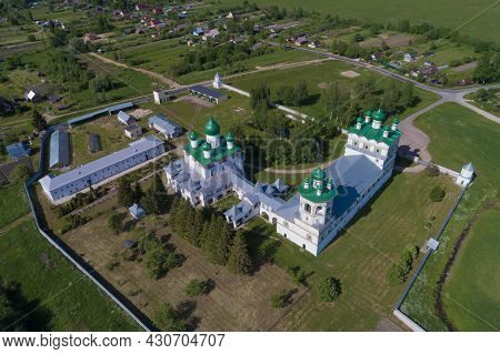 Above The Temples Of The Nikolo-vyazhischsky Monastery On A June Day. Vyazhischi. Novgorod Region, R