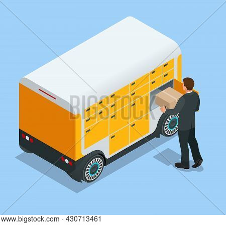 Isometric Pack Station. The Chain Of Autonomous Postal Points For Self-receipt And Sending Of Postal