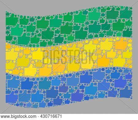 Mosaic Waving Gabon Flag Created Of Like Elements. Vector Approval Mosaic Waving Gabon Flag Created 