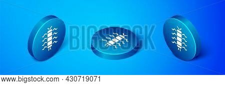 Isometric Centipede Insect Icon Isolated On Blue Background. Blue Circle Button. Vector